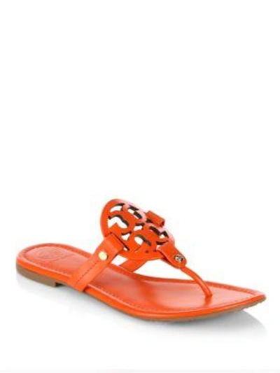 Shop Tory Burch Miller Samba Leather Sandals In Poppy Orange