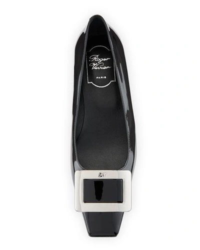 Shop Roger Vivier Patent Pilgrim Low-heel Pumps In Black