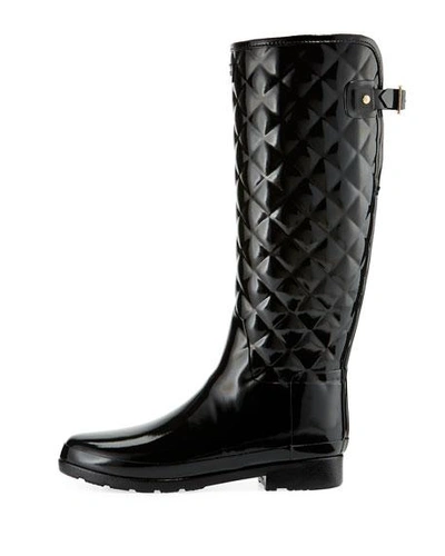 Shop Hunter Tall Gloss Quilted Rubber Boot In Black
