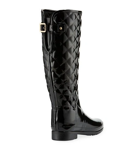 Shop Hunter Tall Gloss Quilted Rubber Boot In Black