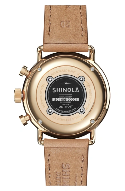 Shop Shinola The Canfield Chrono Leather Strap Watch, 40mm In Camel/ White/ Gold