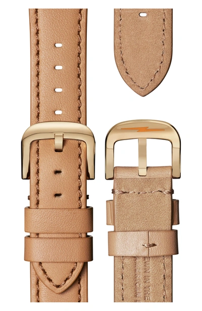 Shop Shinola The Canfield Chrono Leather Strap Watch, 40mm In Camel/ White/ Gold