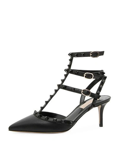 Shop Valentino Rockstud Smooth Calf Pump In Black