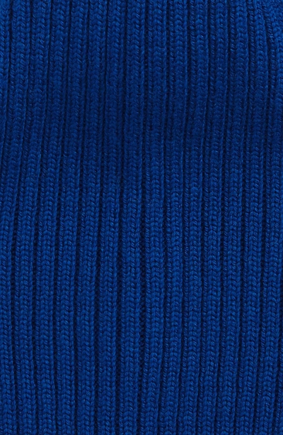 Shop Lacoste Rib Knit Wool Beanie - Blue In Royal Blue