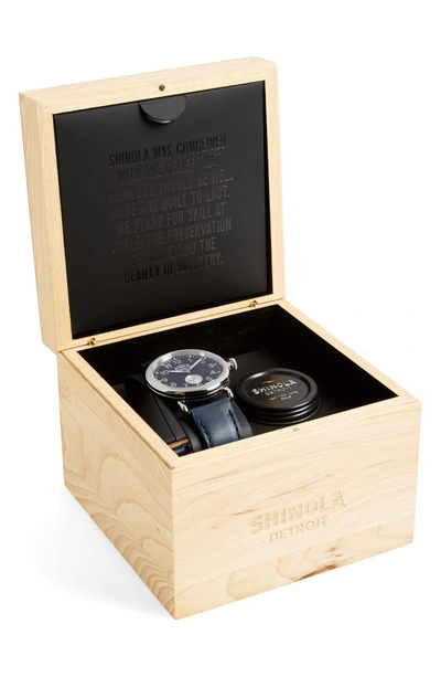 Shop Shinola 'the Runwell' Leather Strap Watch, 41mm In Midnight Blue/ Silver