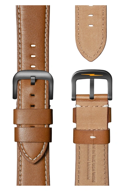 Shop Shinola Guardian Leather Strap Watch, 41mm In Tan/ Black