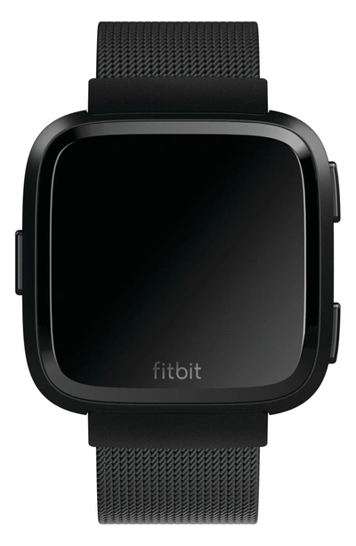 Shop Fitbit Versa Mesh Strap Watch Band In Black