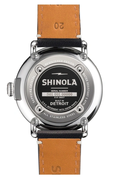 Shop Shinola 'the Runwell' Leather Strap Watch, 41mm In Black/ Blue