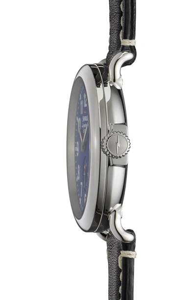 Shop Shinola 'the Runwell' Leather Strap Watch, 41mm In Black/ Blue