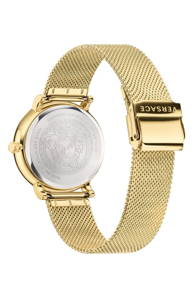 Shop Versace Manifesto Mesh Strap Watch, 42mm In Gold