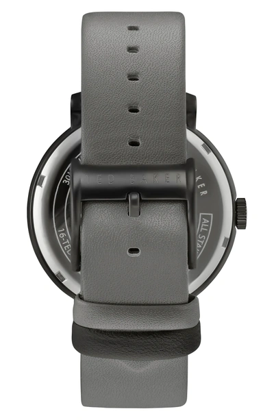 Shop Ted Baker Oliver Leather Strap Watch, 42mm In Black/ Gunmetal