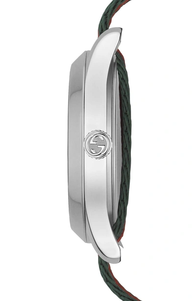 Shop Gucci G-timeless Nylon Strap Watch, 38mm In Green/ Red/ Silver