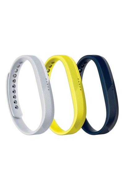 Shop Fitbit Flex 2 3-pack Accessory Bands In Navy/ Gunmetal/ Chartreuse