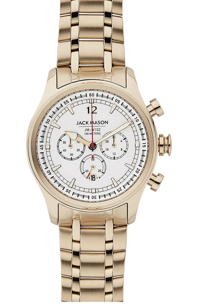 Shop Jack Mason Nautical Chronograph Bracelet Watch, 42mm In White/ Gold