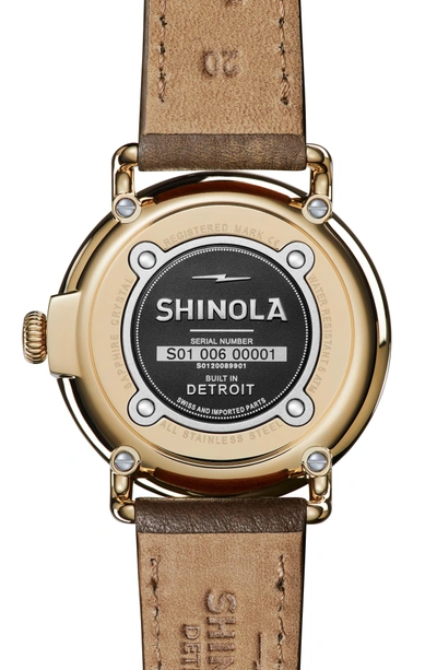 Shop Shinola 'runwell' Leather Strap Watch, 41mm In Walnut/ Mop/ Gold
