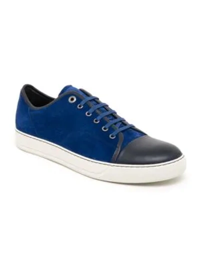 Shop Lanvin Suede & Leather Low-top Sneakers In Royal Blue