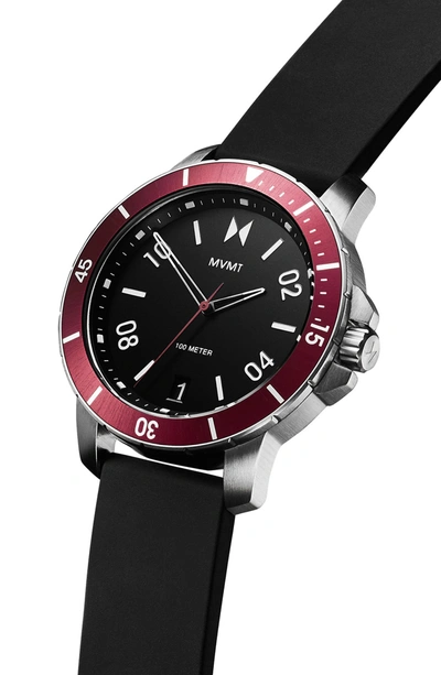 Shop Mvmt Modern Sport Silicone Strap Watch, 42mm In Black/ Black