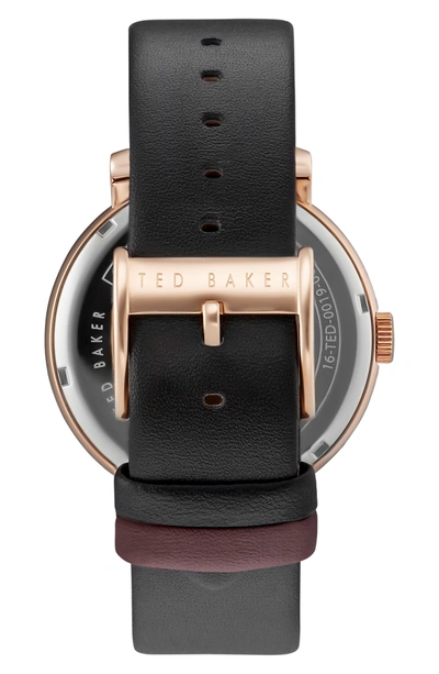 Shop Ted Baker Oliver Leather Strap Watch, 42mm In Burgundy/ Black