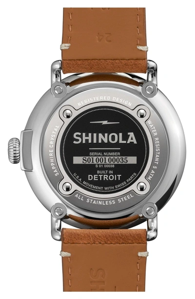 Shop Shinola 'the Runwell' Leather Strap Watch, 47mm In Brown/ Green