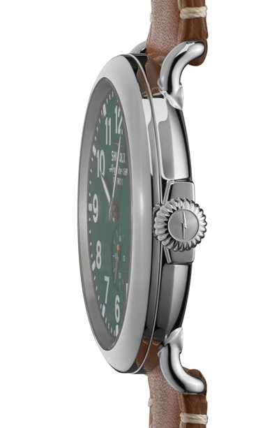 Shop Shinola 'the Runwell' Leather Strap Watch, 47mm In Brown/ Green