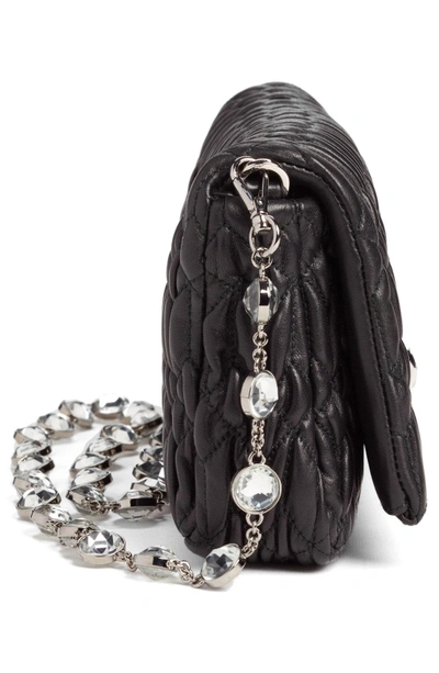 Shop Miu Miu Small Crystal Embellished Nappa Shoulder Bag In Nero
