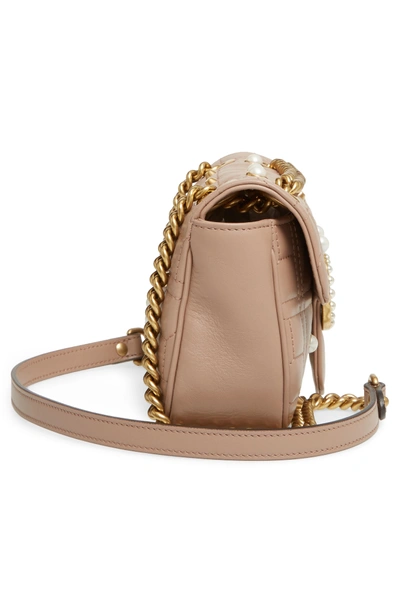 Shop Gucci Mini Gg Marmont 2.0 Imitation Pearl Logo Matelasse Leather Shoulder Bag - Pink In Pink/ White Pearl