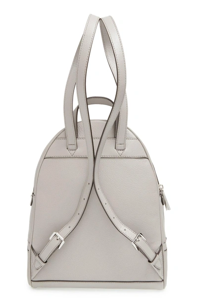 Shop Michael Michael Kors 'small Rhea Zip' Leather Backpack - Grey In Pearl Grey/ Silver