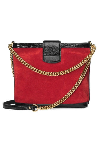 Shop Gucci Medium Dionysus Suede Shoulder Bag In Hibiscus Red/ Nero
