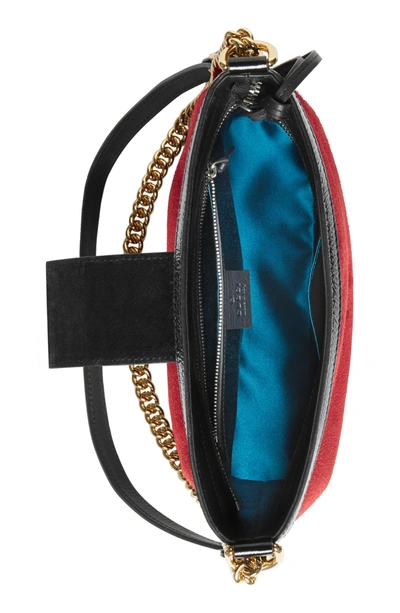 Shop Gucci Medium Dionysus Suede Shoulder Bag In Hibiscus Red/ Nero