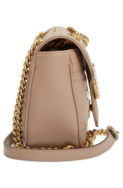 Shop Gucci Gg Marmont Matelasse Imitation Pearl Leather Shoulder Bag - White In White/ Pink