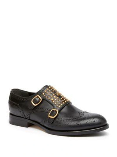 Shop Gucci Queercore Studded Brogue Monk Shoes In Black