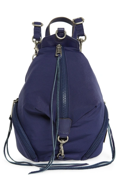 Shop Rebecca Minkoff Mini Julian Nylon Convertible Backpack - Blue In True Navy