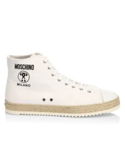 Shop Moschino High-top Leather Sneaker In White