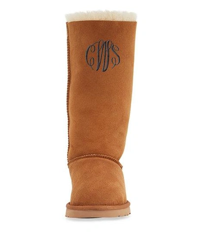 Shop Ugg Bailey Bow Tall Shearling Fur Boots In Chestnut