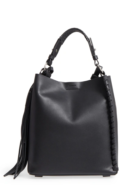 Shop Allsaints Kepi Leather Shoulder Bag - Blue In Navy Black