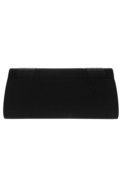 Shop Nina Avis Pleated Classic Clutch In Black Noble Satin