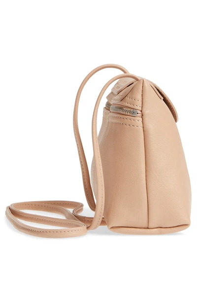 Shop Longchamp Le Pliage - Cuir Crossbody Bag - Beige In Gold Beige