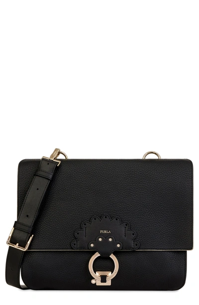 Shop Furla Scoop Leather Shoulder Bag - Black In Onyx+vaniglia D