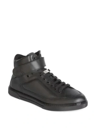 Shop Saint Laurent Hi-top Leather Sneakers In Black