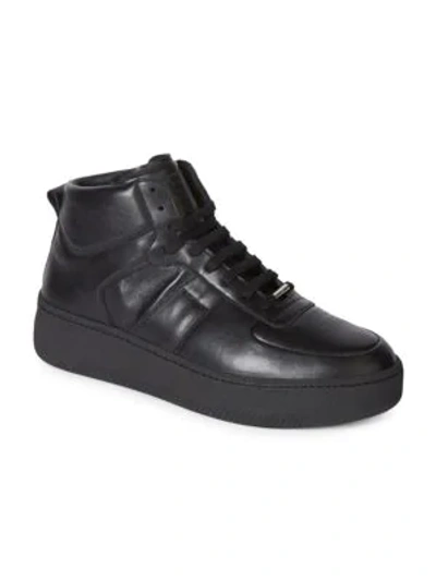 Shop Maison Margiela Leather High-top Sneakers In Black