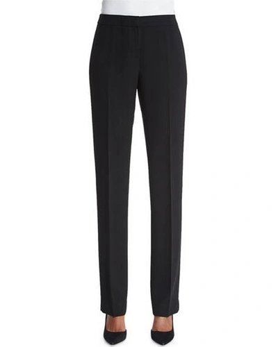 Shop Lafayette 148 Plus Size Barrow Straight-leg Crepe Pants In Black