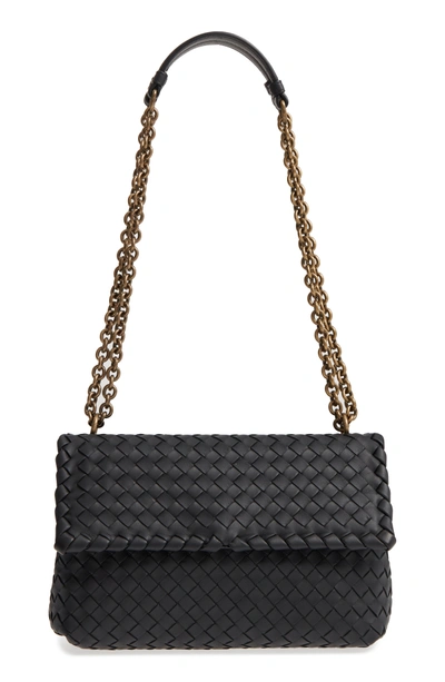 Shop Bottega Veneta Small Olimpia Leather Shoulder Bag - Black In Nero