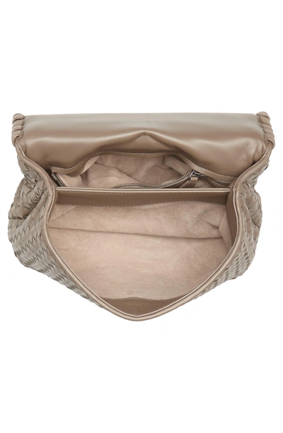 Shop Bottega Veneta Small Olimpia Leather Shoulder Bag - Grey In Steel New