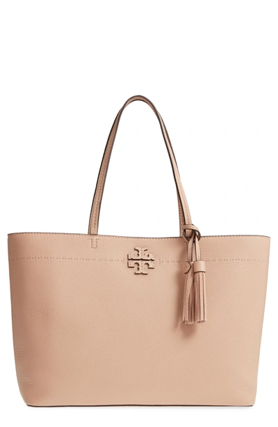 Shop Tory Burch Mcgraw Leather Tote - Pink In Devon Sand