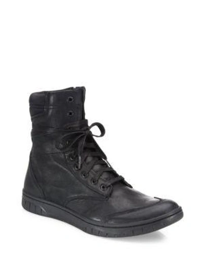 Shop Diesel S-boulevard Leather Ankle Boots In Black
