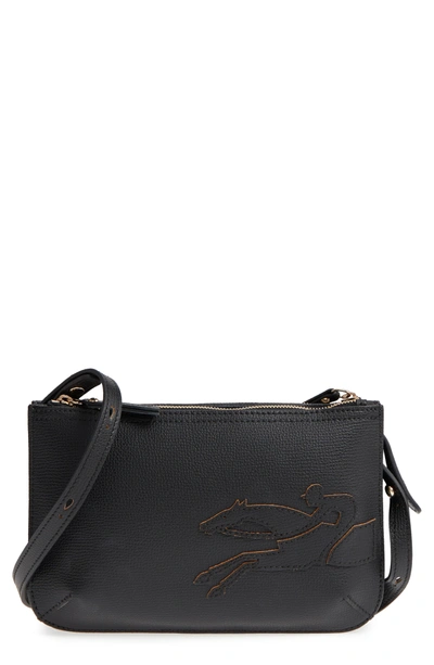 Shop Longchamp Shop-it Leather Crossbody Bag - Black