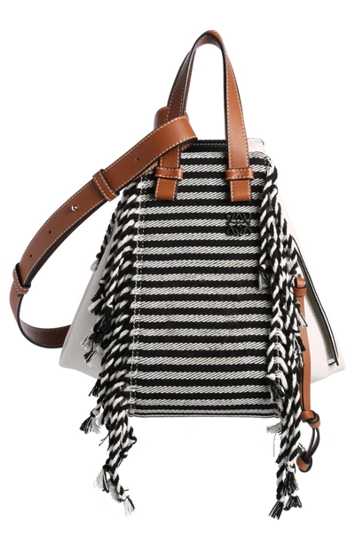 Shop Loewe Small Hammock Scarf Crossbody Bag - White In Soft White/ Tan/ Black