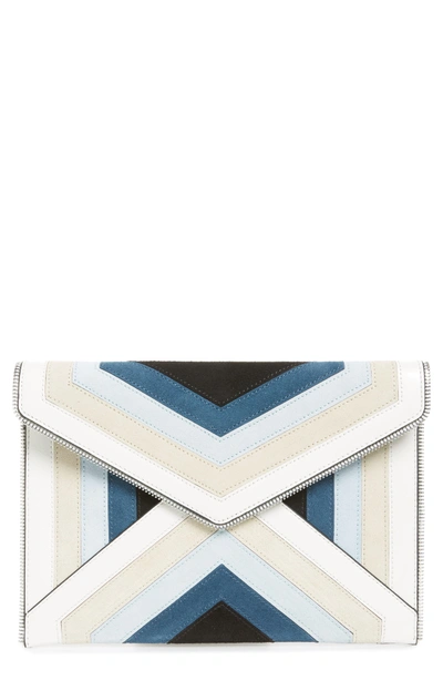 Shop Rebecca Minkoff Leo Chevron Stripe Envelope Clutch - Blue In Blue Multi