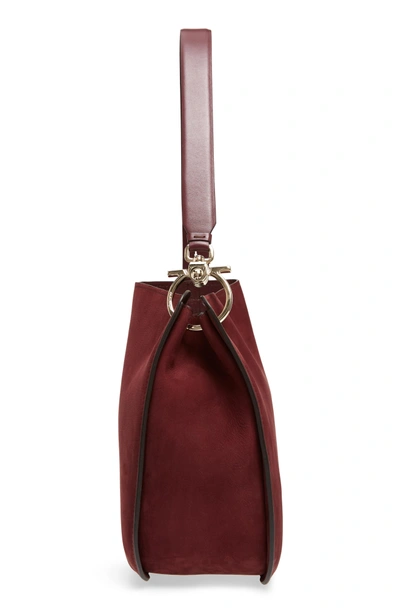 Shop Ferragamo Leather Hobo - Burgundy In Wine