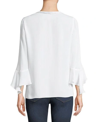 Shop Kobi Halperin Shia Bell-sleeve Silk Blouse In White